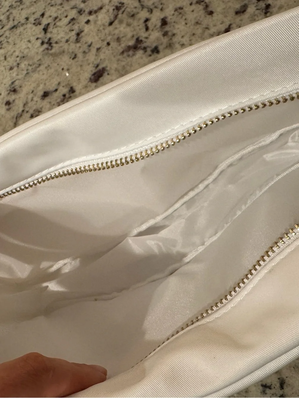 Bride White Cosmetic Bag with Gold Trim
